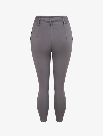 Pantalon 7/8 coupe slim à poches décoratives - Gris foncé - 2