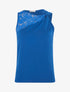 Top uni sans manches à détail dentelle - Bleu roi - 4