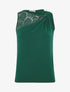 Top uni sans manches à détail dentelle - Vert sapin - 4