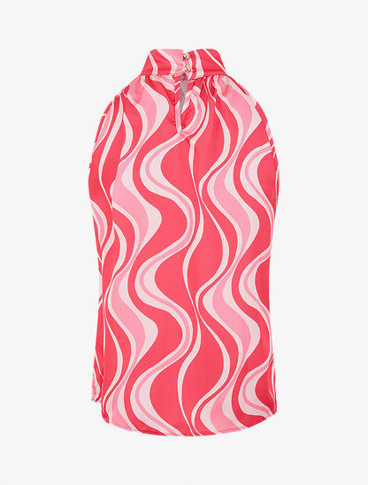 Top graphique sans manches col lavallière - Rose - 2