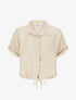 Blouse unie à cordons de serrage - Beige - 1