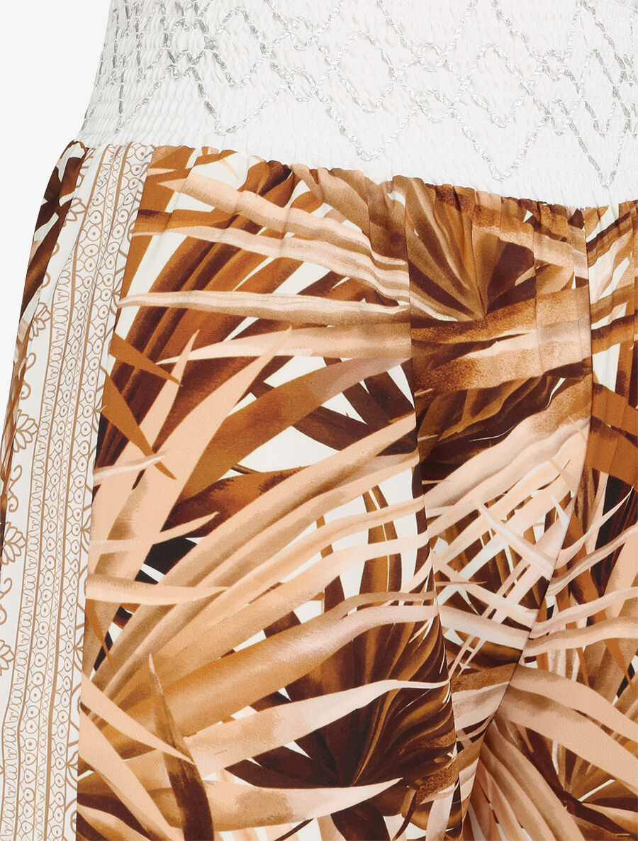 Pantalon fluide coupe flare imprimé tropical - Camel - 3