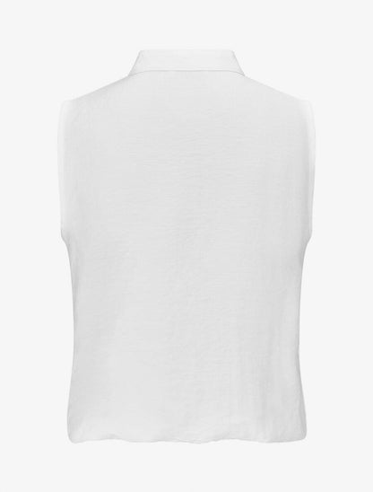 Top élastiqué uni sans manches - Blanc - 2