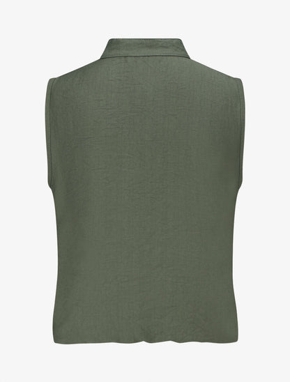 Top élastiqué uni sans manches - Kaki - 2