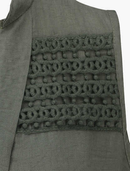 Top élastiqué uni sans manches - Kaki - 3