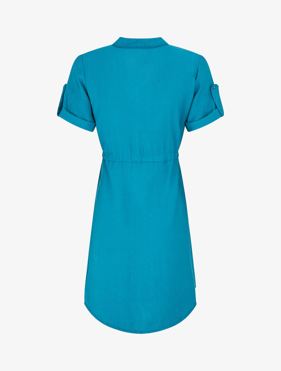Robe unie à cordons de serrage - Bleu canard - 2