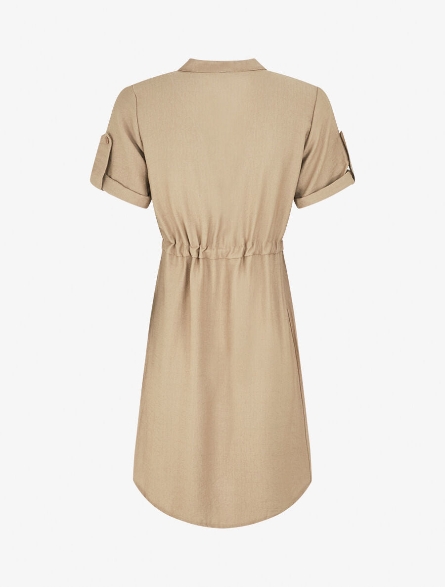 Robe unie à cordons de serrage - Taupe - 2