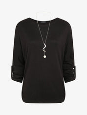 Pull fin oversize manches 3/4 - Noir - 1