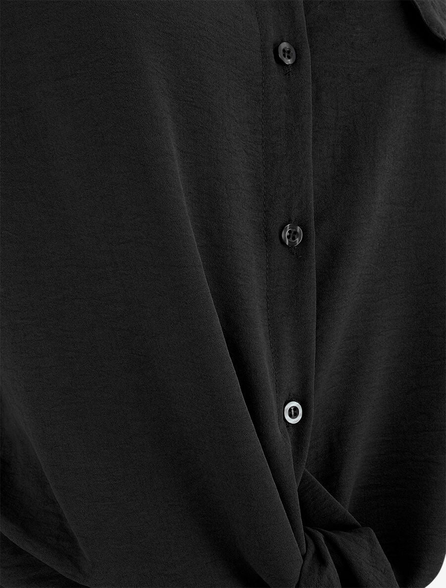 Chemisier fluide à noeud - Noir - 3