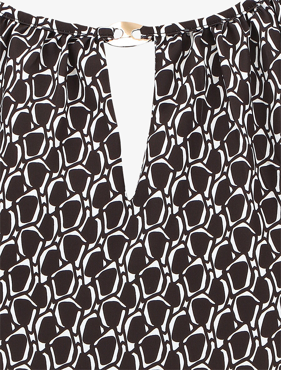 Top évasé sans manches motif graphique - Noir - 3