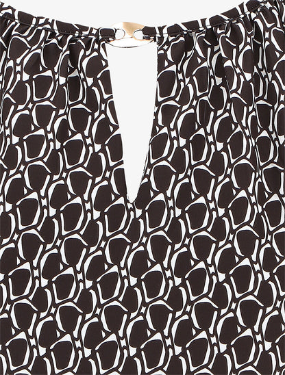 Top évasé sans manches motif graphique - Noir - 3