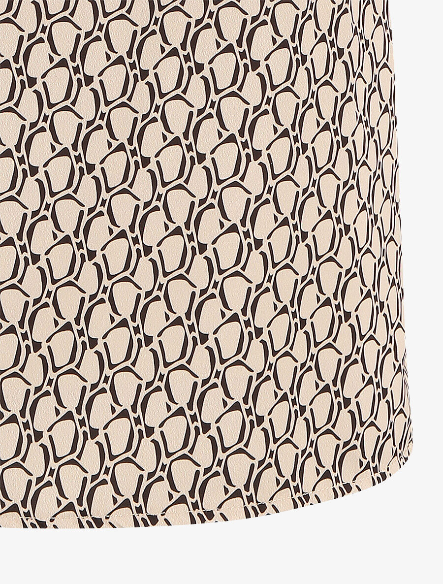 Top évasé sans manches motif graphique - Beige - 3