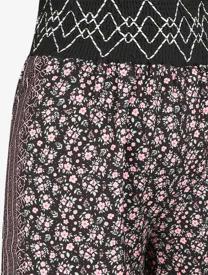 Pantalon fluide coupe flare imprimé petites fleurs - Noir - 3