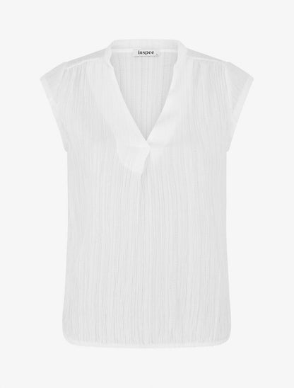 Top uni sans manches texturé - Blanc - 1