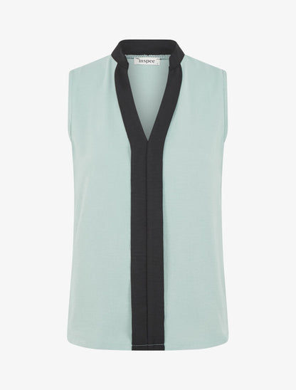 Top droit sans manches à liseré - Vert d&