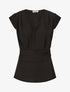 Blouse unie élastiquée à mancherons - Noir - 4