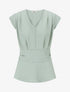 Blouse unie élastiquée à mancherons - Vert d&