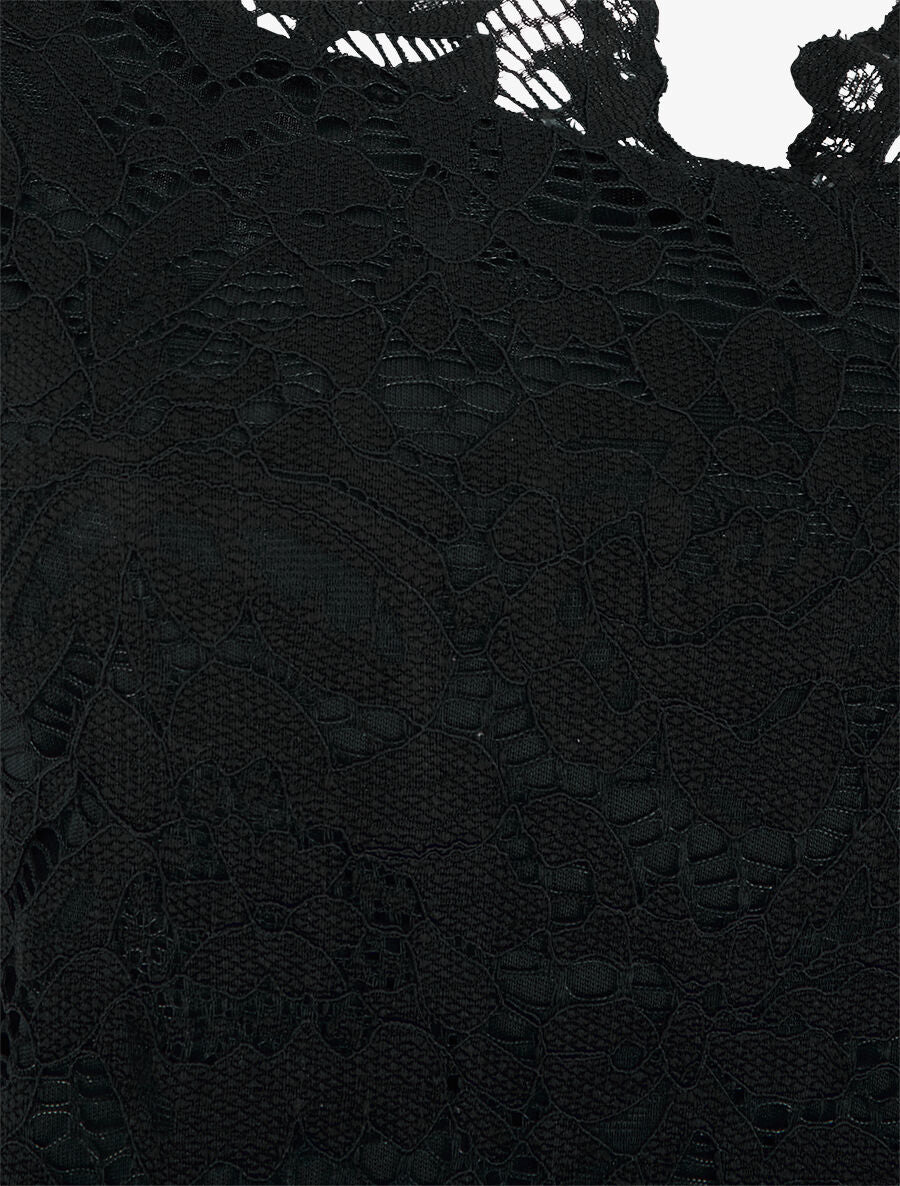 Top uni en dentelle - Noir - 3