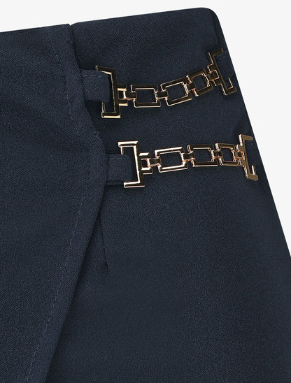 Jupe mi-longue portefeuille - Marine - 3
