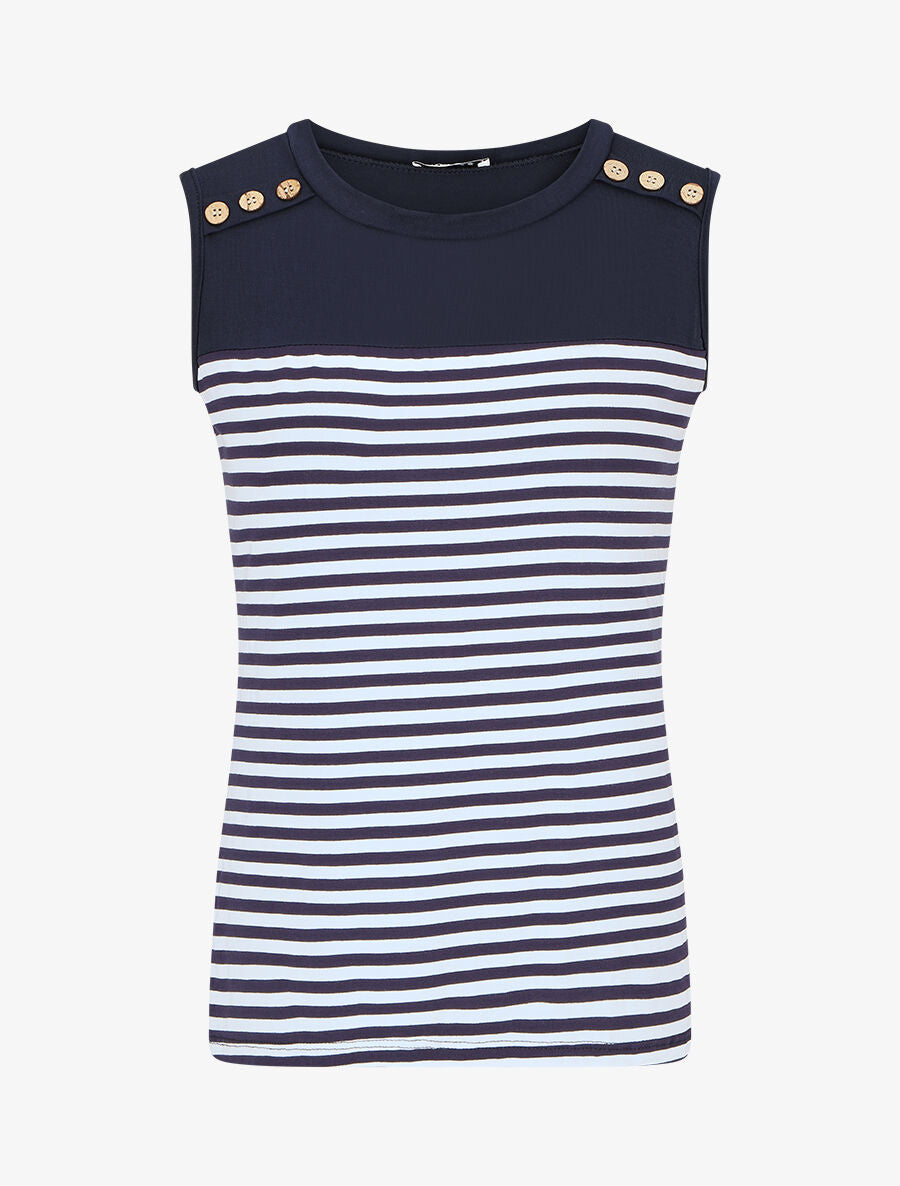 Top sans manches style marinière - Marine - 1