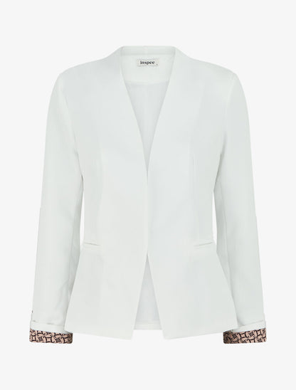 Blazer à manches imprimé graphique - Blanc - 4