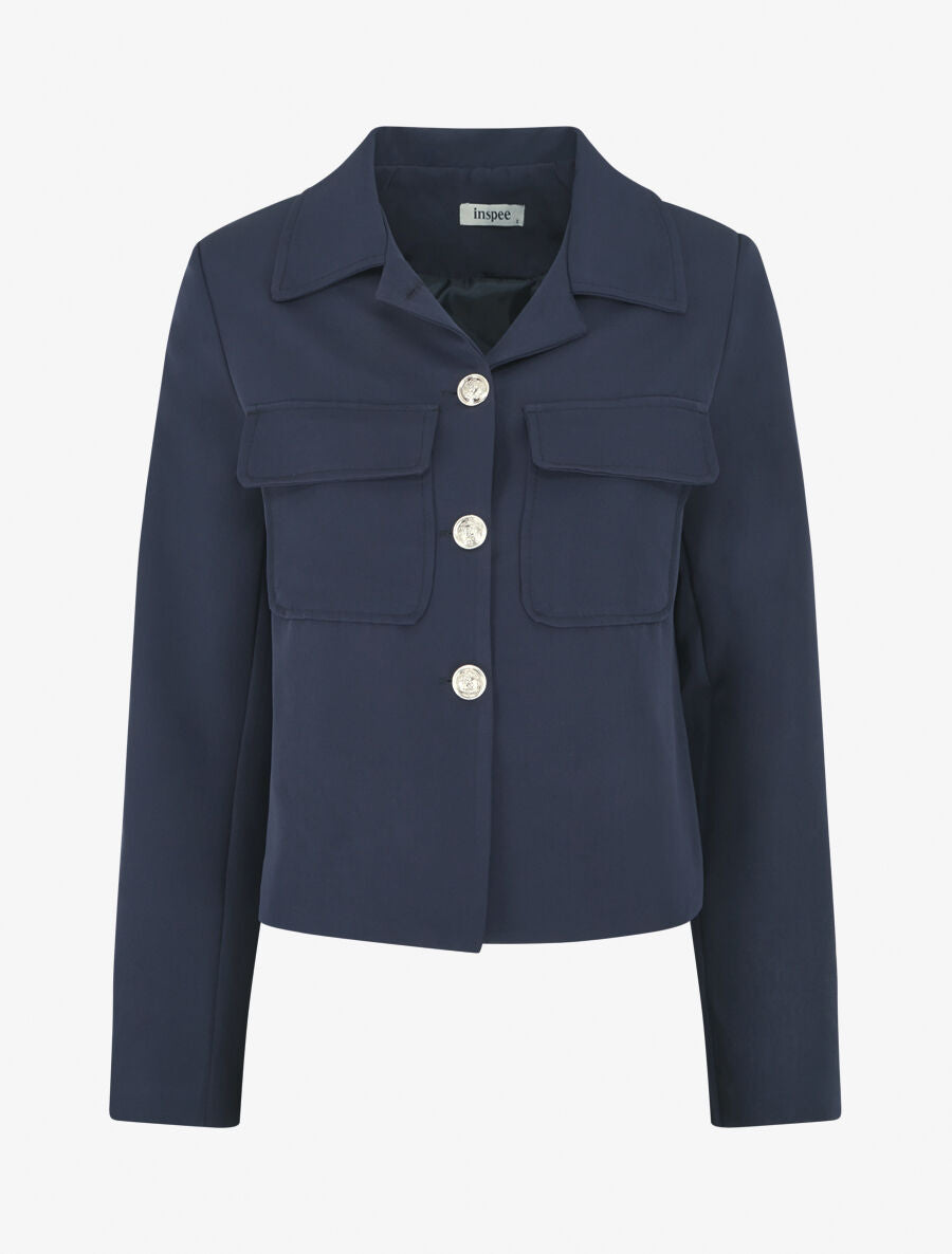 Blazer boutonné à poches - Marine - 4