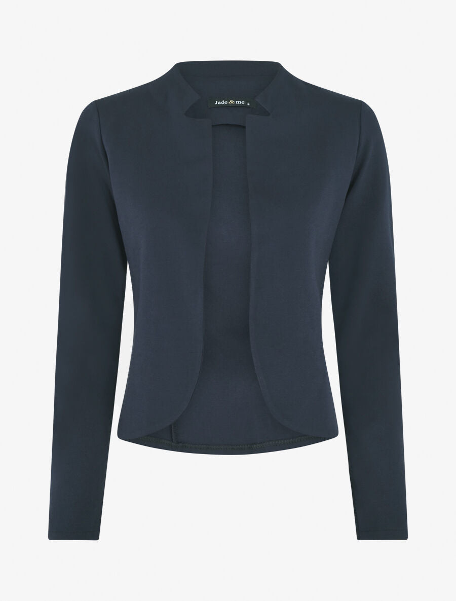 Veste courte ouverte à col cranté - Bleu marine - 4