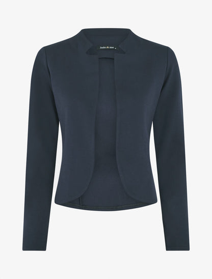 Veste courte ouverte à col cranté - Bleu marine - 4