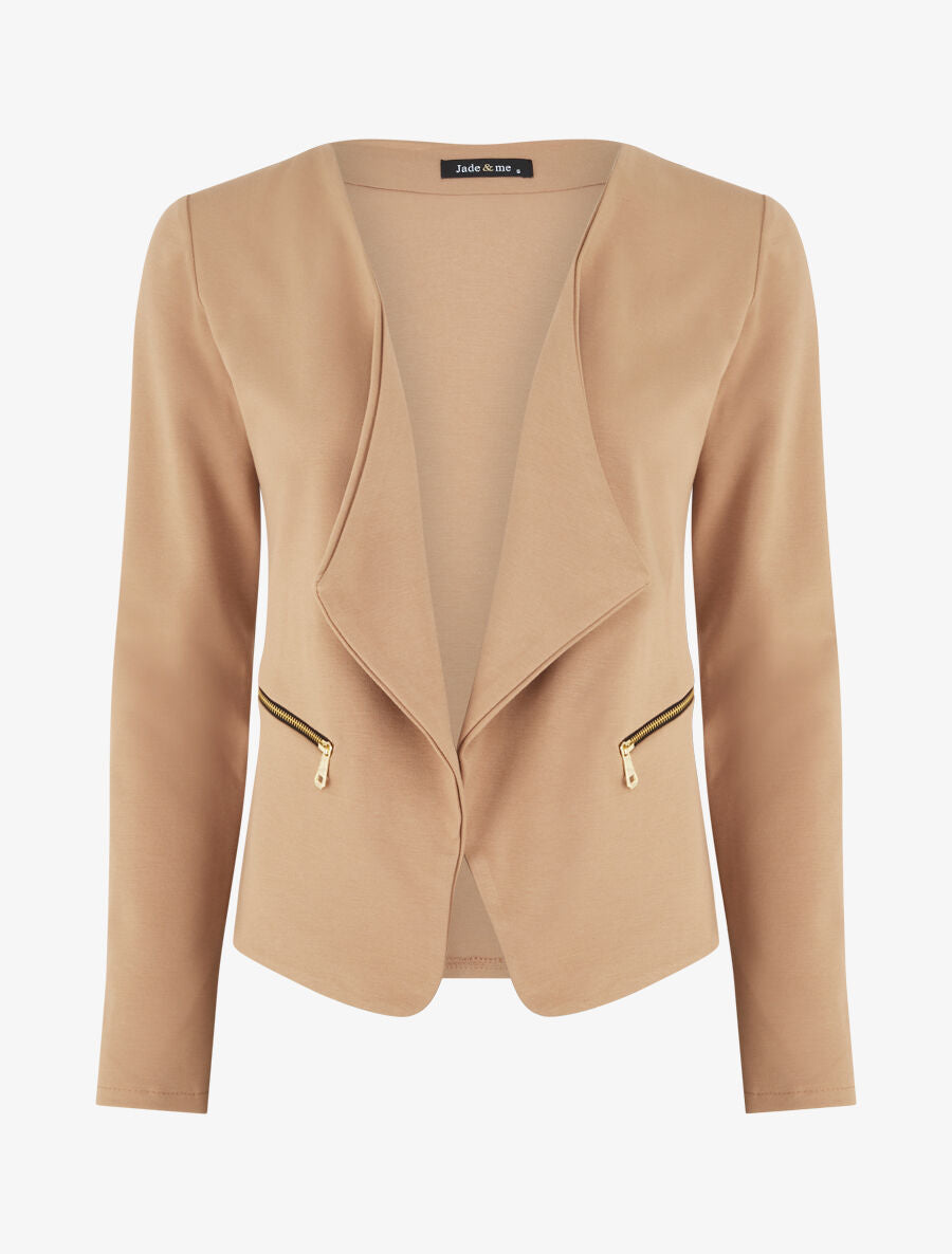 Blazer stretch à poches zippées - Camel - 6