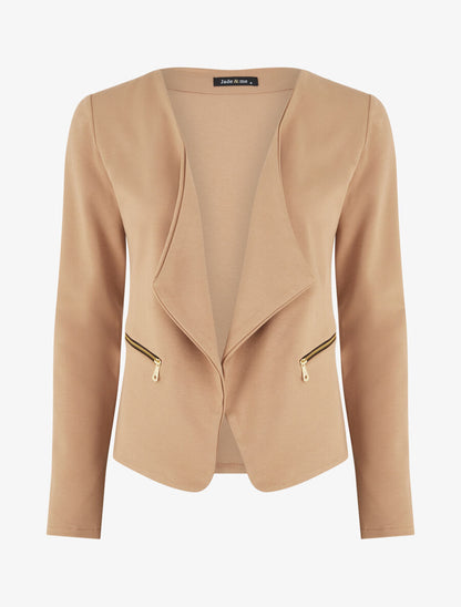 Blazer stretch à poches zippées - Camel - 6