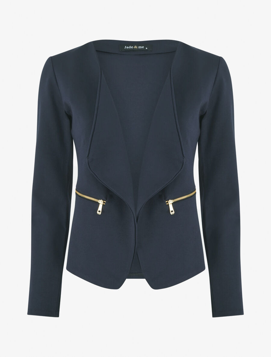 Blazer stretch à poches zippées - Bleu marine - 1
