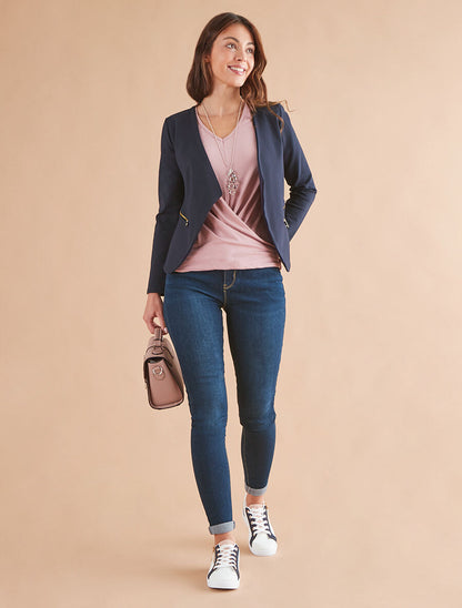 Blazer stretch à poches zippées - Bleu marine - 4