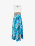 Robe longue bi-matière imprimé feuilles - Turquoise - 4