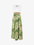 Robe longue bi-matière imprimé feuilles - Kaki - 1