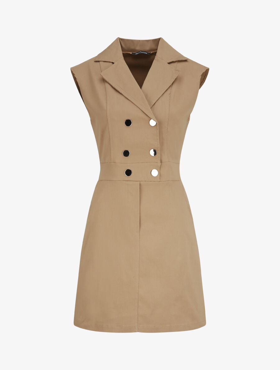 Robe courte coupe ajustée style tailleur - Taupe - 5
