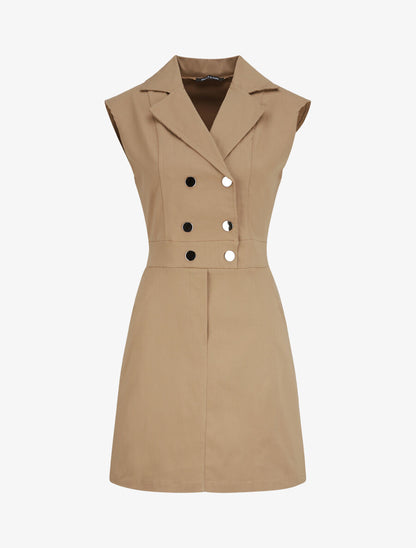 Robe courte coupe ajustée style tailleur - Taupe - 5