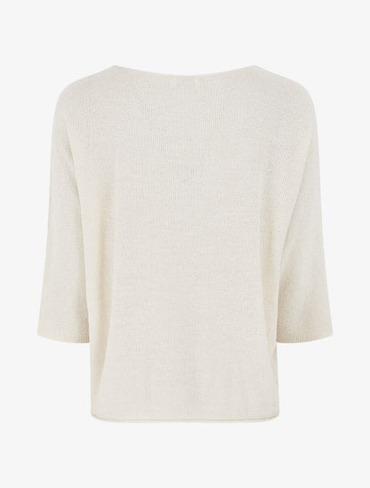 Pull en maille pailletée à manches chauves-souris - Beige - 2