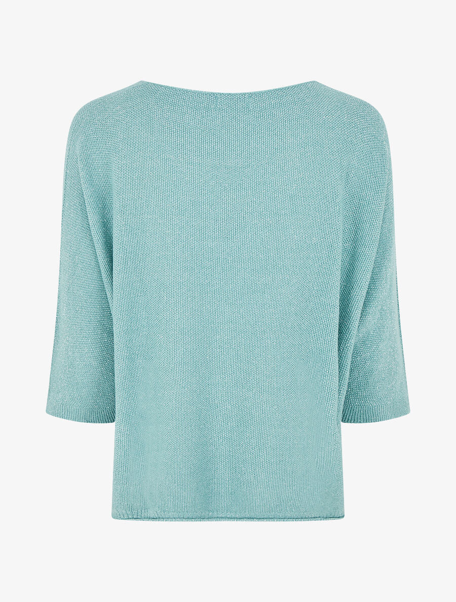 Pull en maille pailletée à manches chauves-souris - Vert d&