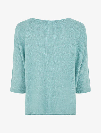 Pull en maille pailletée à manches chauves-souris - Vert d&