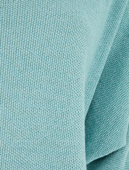 Pull en maille pailletée à manches chauves-souris - Vert d&