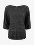 Pull en maille pailletée à col bateau - Noir - 4