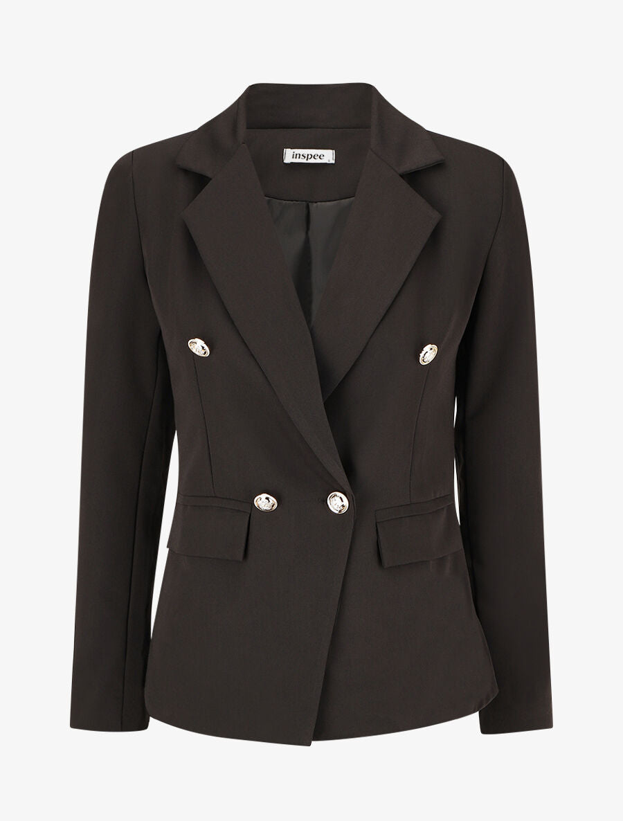 Blazer uni boutonné - Noir - 1