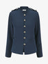 Blazer uni mi-long boutonné - Marine - 4