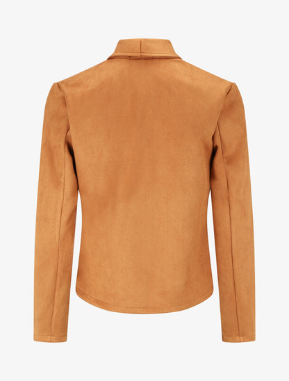 Veste en suédine à pans asymétriques - Camel - 2
