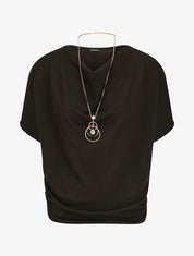 Top en maille fine coupe loose - Noir - 1