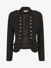 Veste en suédine à boutons décoratifs - Noir - 4