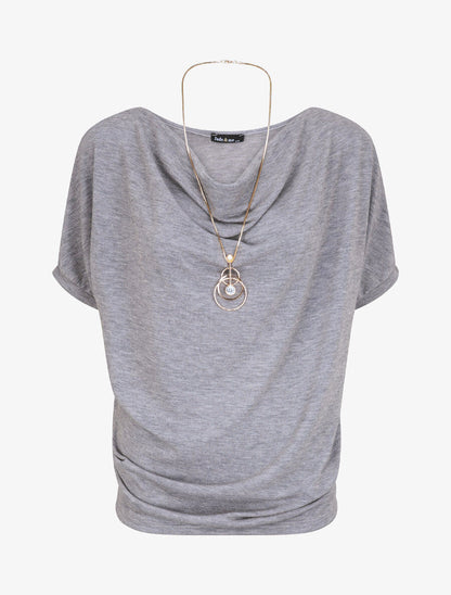 Top en maille fine coupe loose - Gris chiné - 1