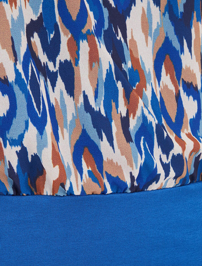Blouse en voile à manches volantées - Bleu roi - 3