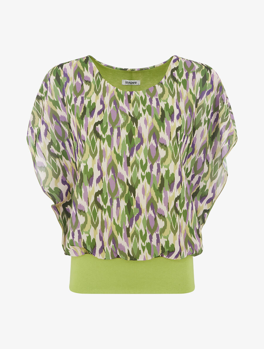 Blouse en voile à manches volantées - Vert olive - 4
