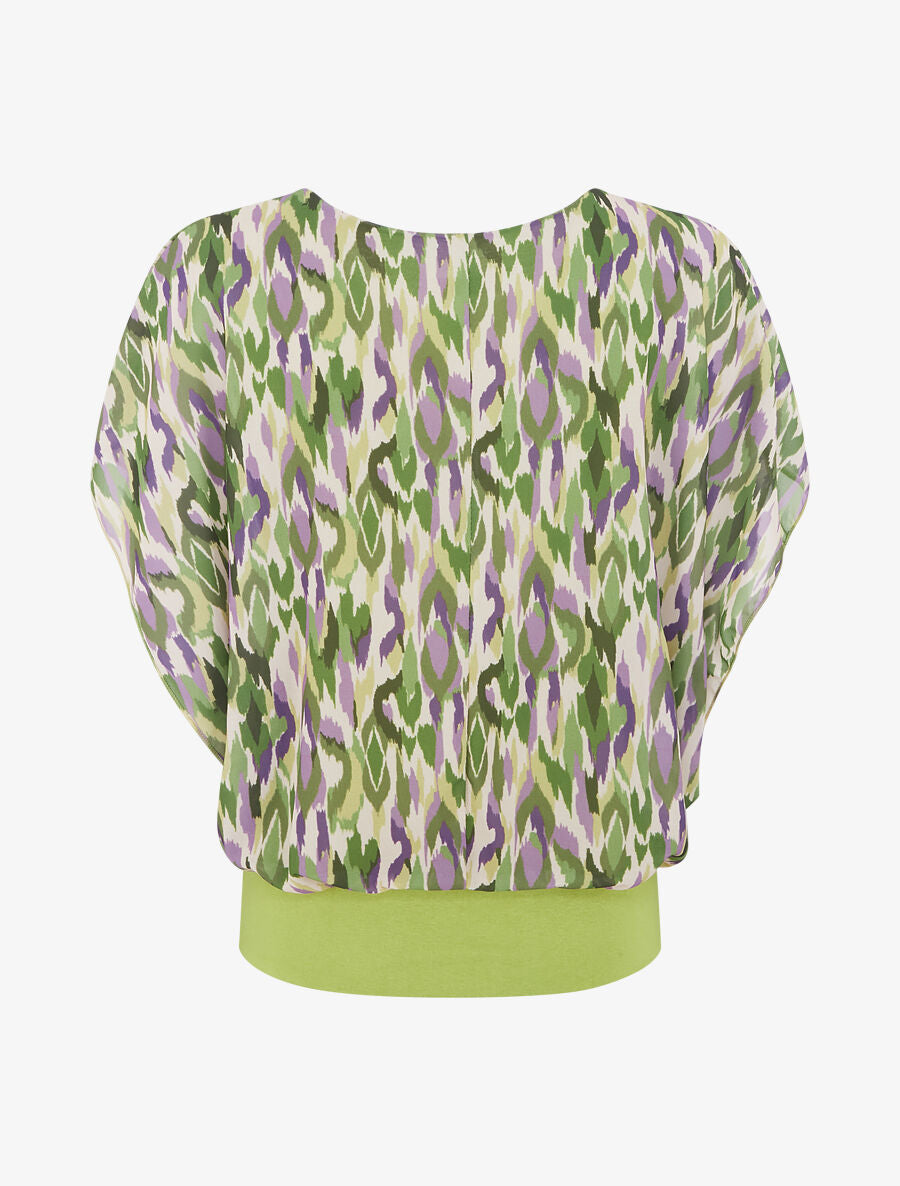 Blouse en voile à manches volantées - Vert olive - 2